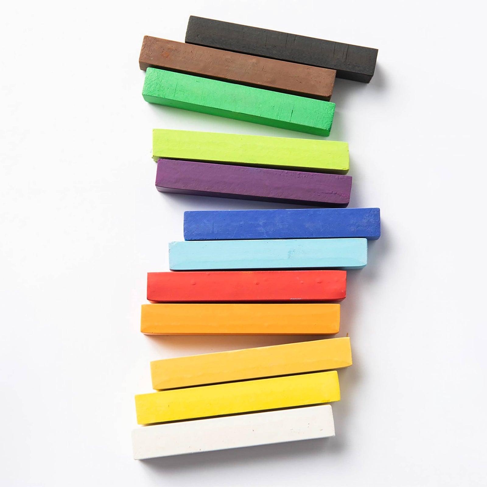 Stack of colorful rectangular blocks on a white background