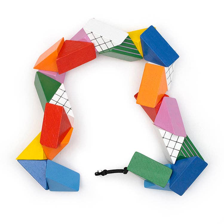Colorful geometric shape puzzle on a white background