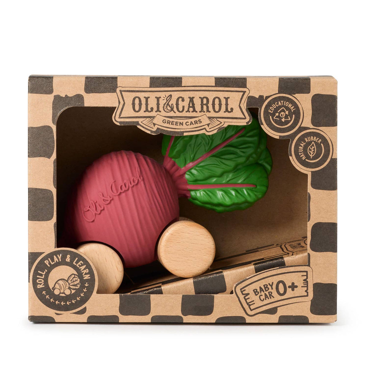 Oli &amp; Carol toy set in a checkered box on a white background
