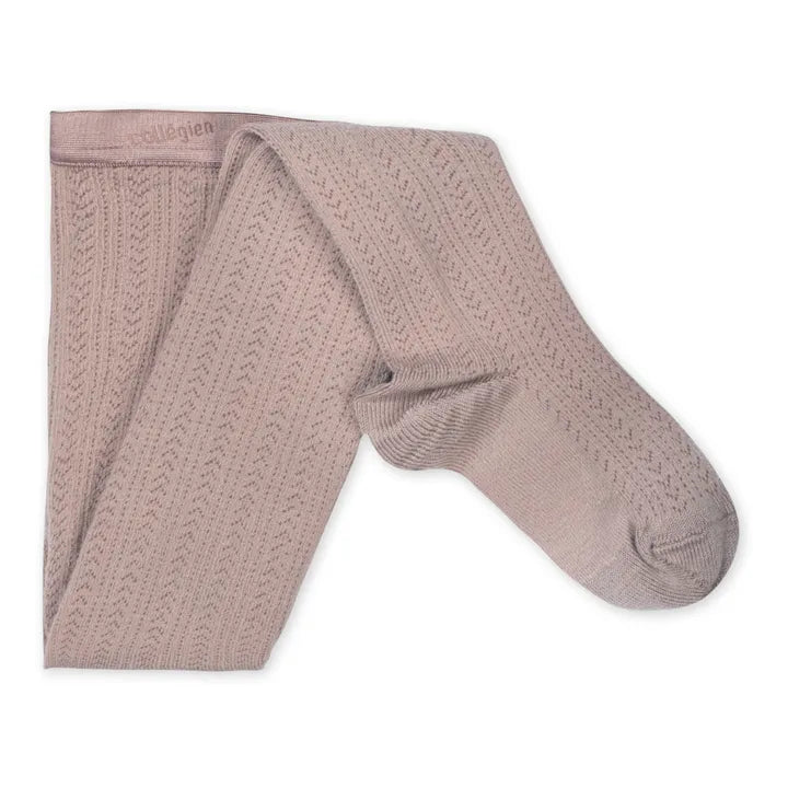 Pink textured tights on a white background