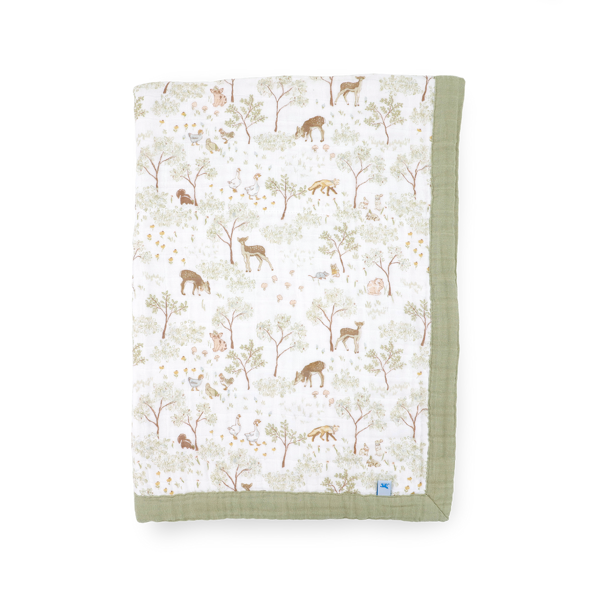 Cotton Muslin Baby Quilt - Woodland Friends