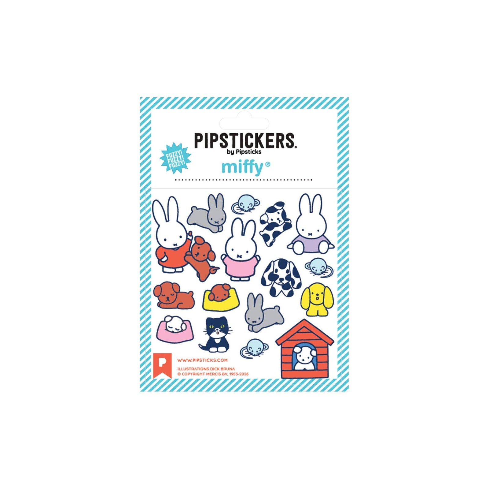Packaging of Pipsticks Miffy stickers with various cartoon characters on a white background