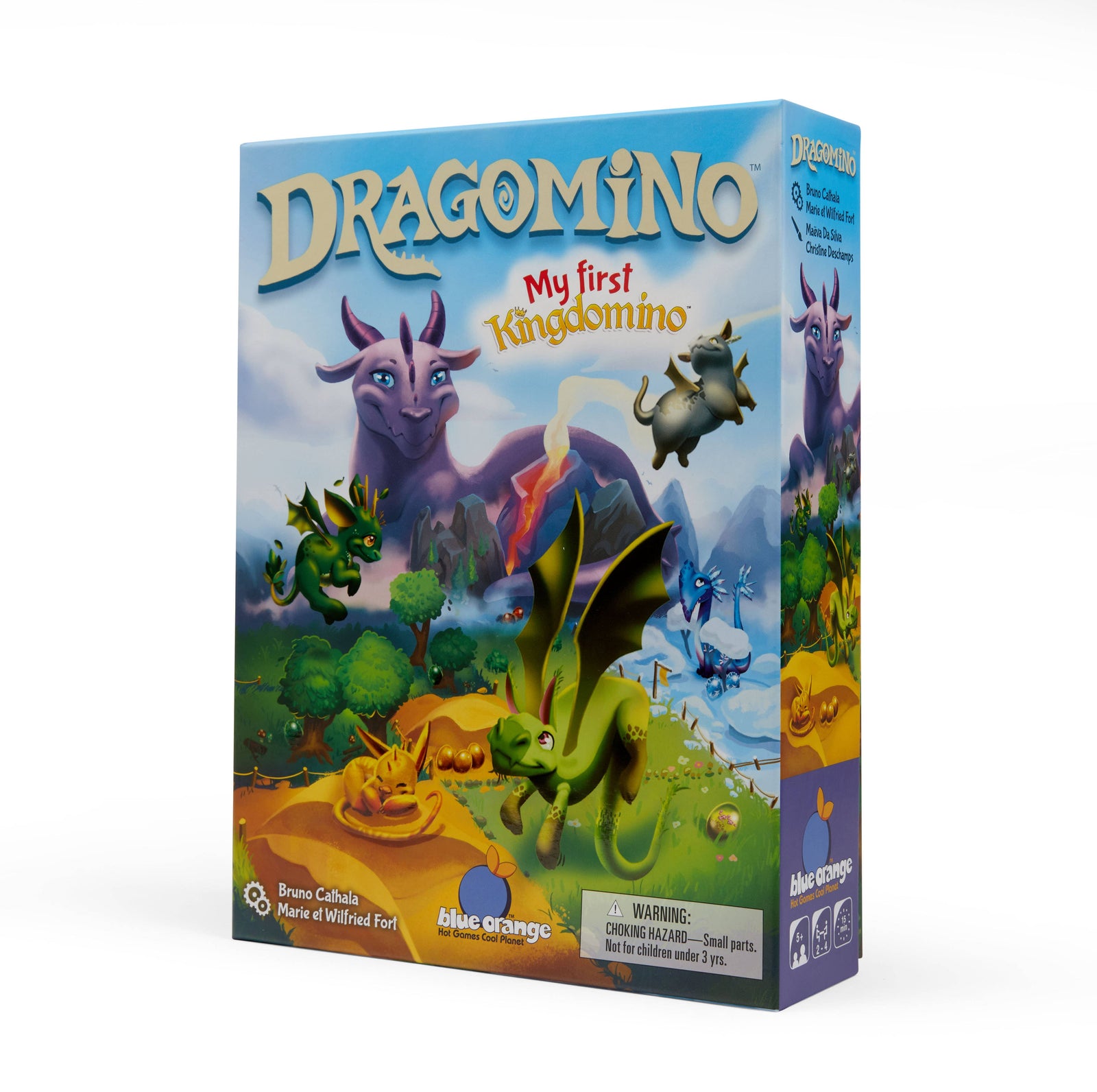 Dragomino board game box with colorful dragons on a white background