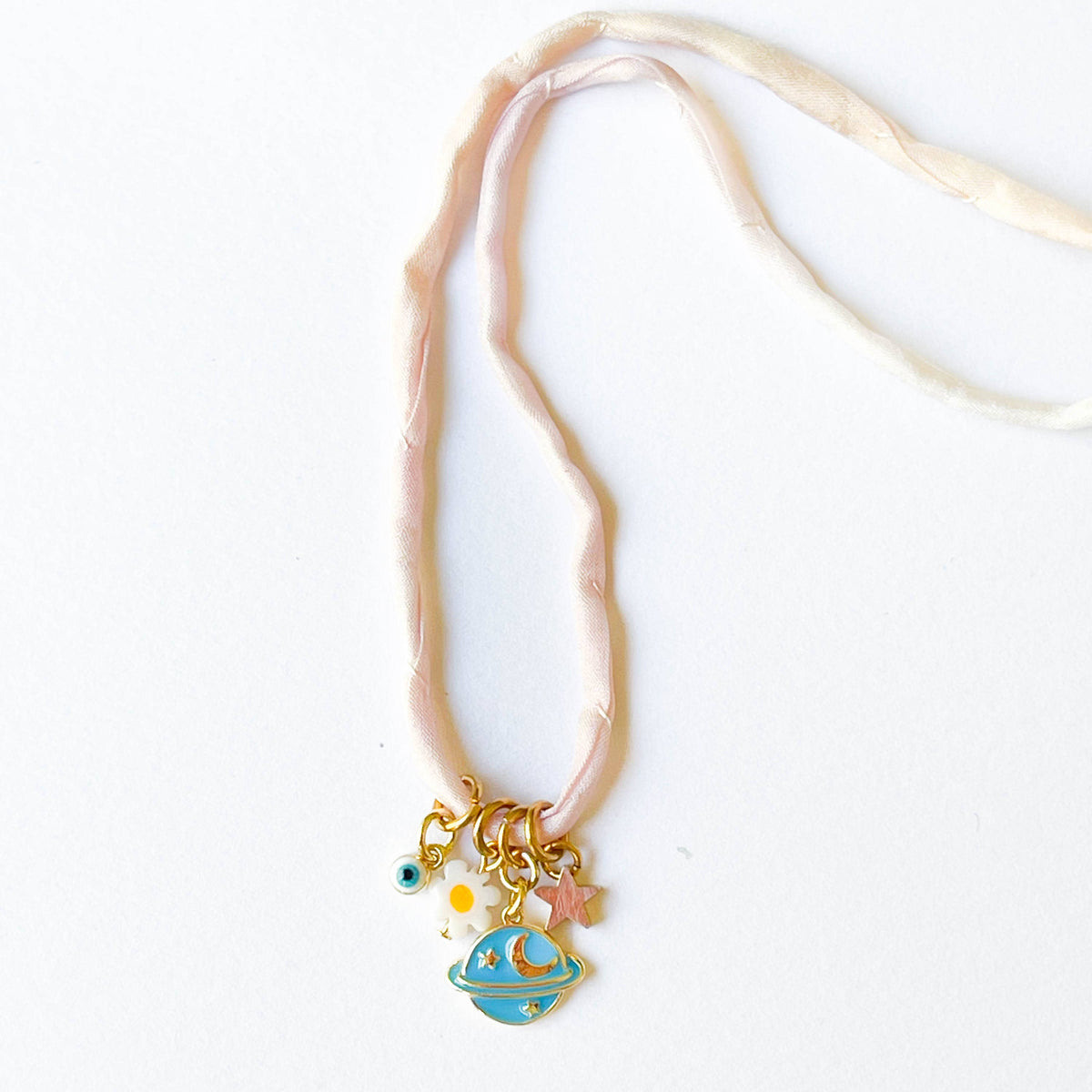 Kids Blue Planet and Evil Eye Multi Charm Necklace