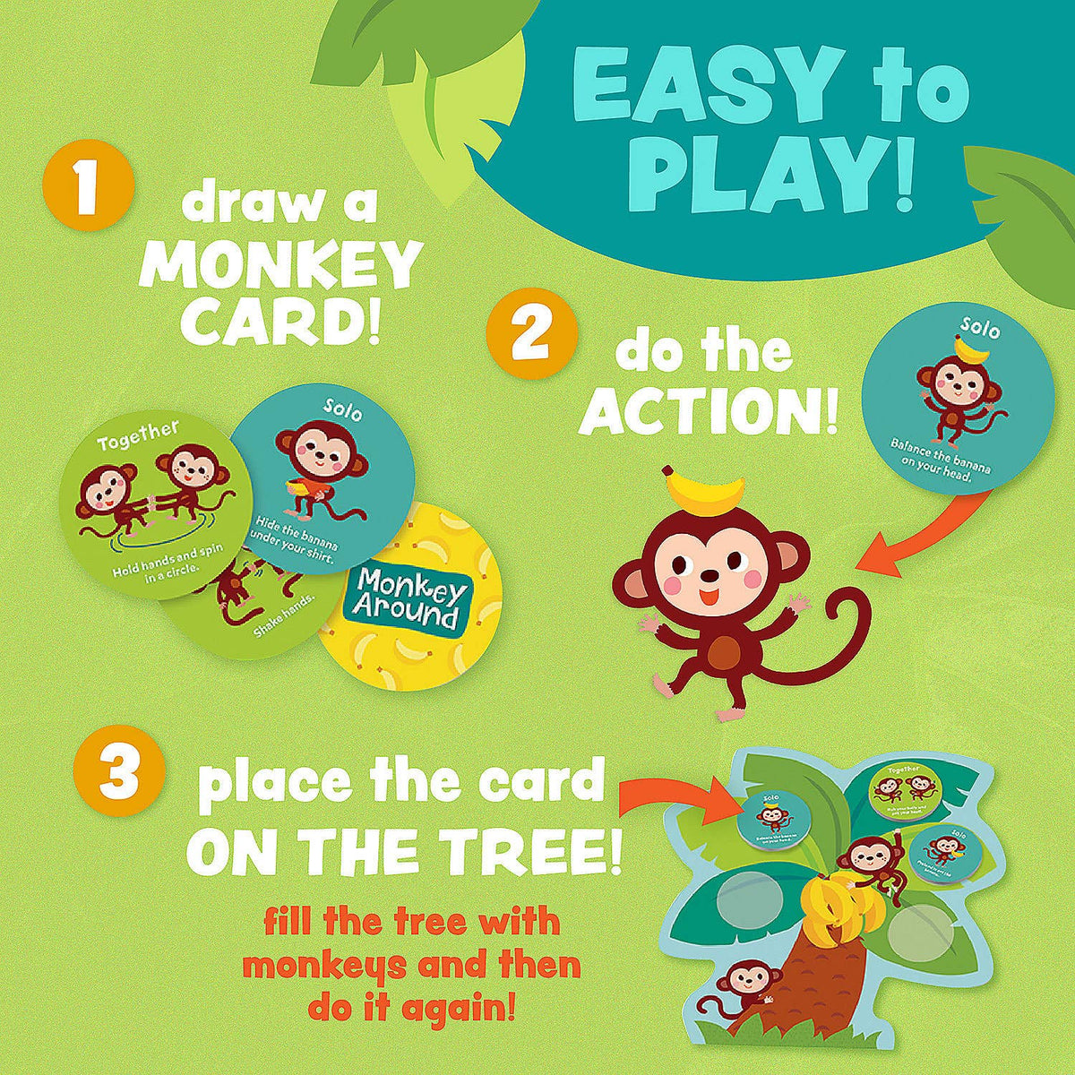 Instructions for a monkey-themed game on a green background
