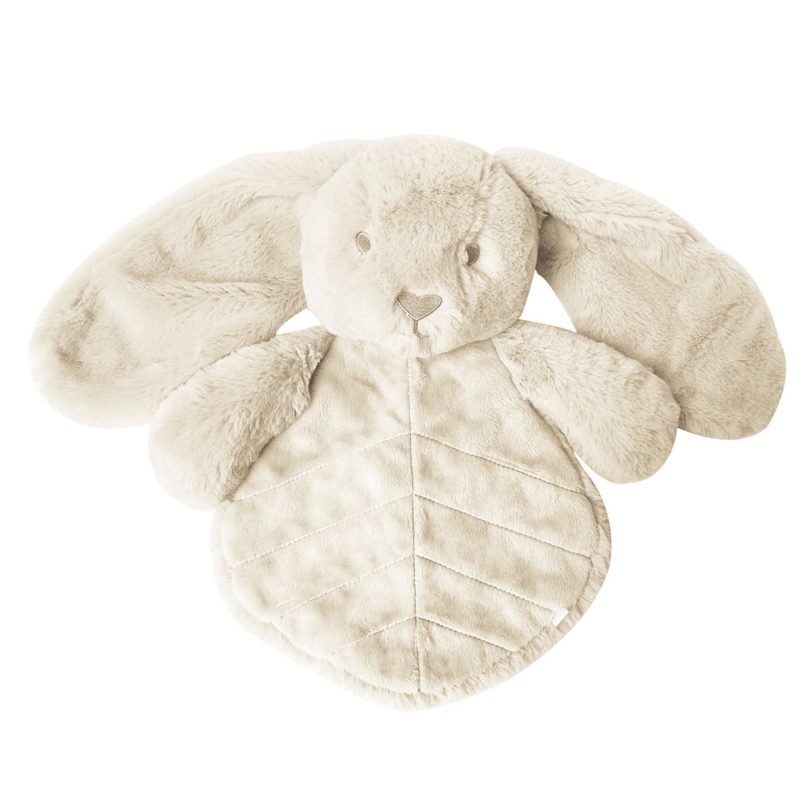 Beige plush bunny toy on a white background