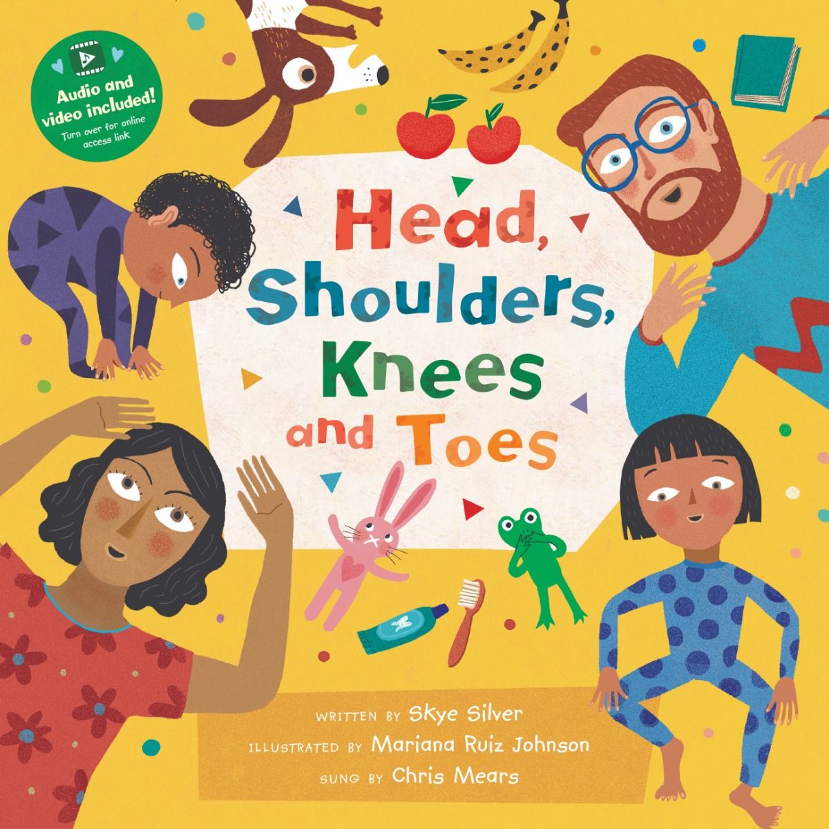 Book cover of 'Head, Shoulders, Knees and Toes' with colorful illustrations of children and objects.