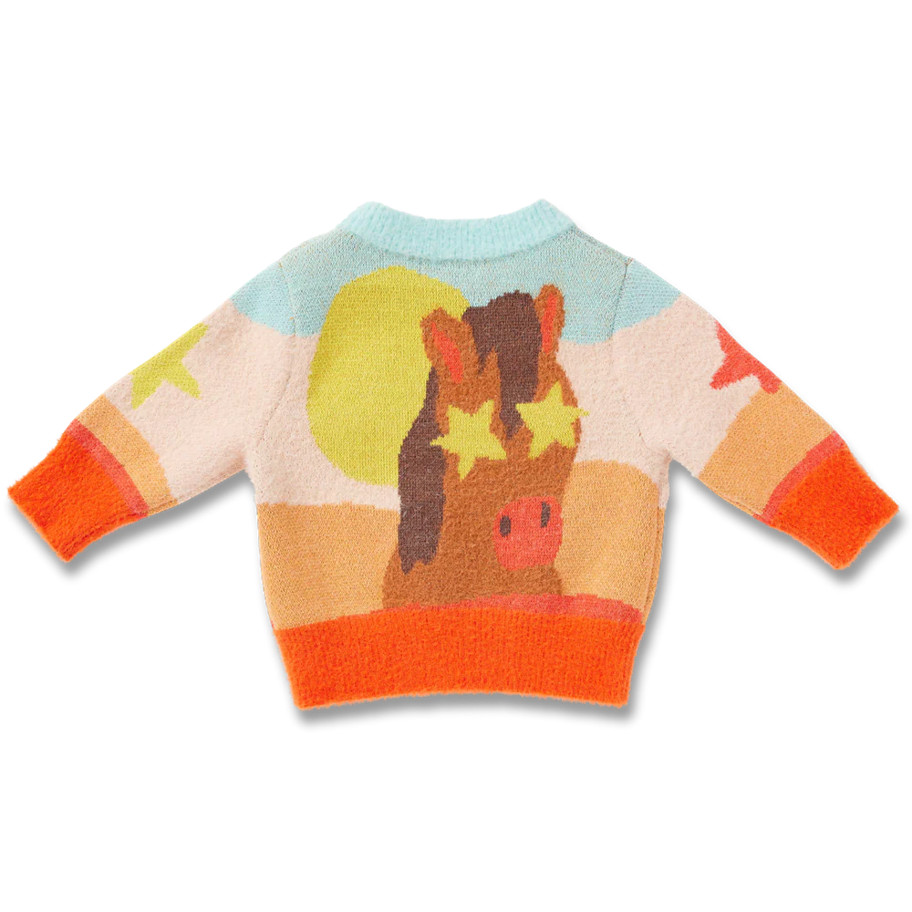 Horse print sweater on blank background