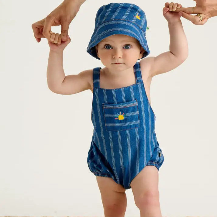 Mer - Denim Pinstripe Baby &amp; Kids Sun Hat