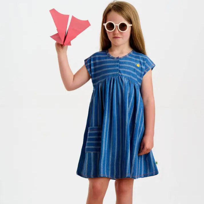 Milena - Denim Pinstripe Baby &amp; Kids Sun Dress