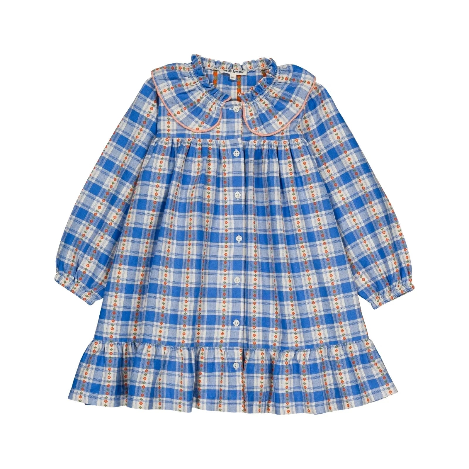 Blue and white checkered dress on a white background