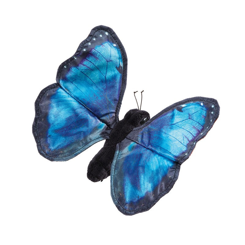 Blue butterfly toy on a white background