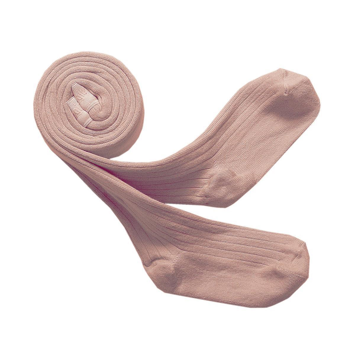 Pair of light pink tights on a white background