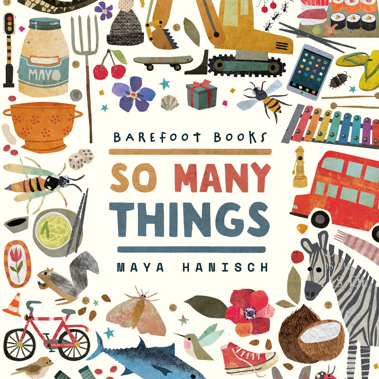 Front cover of the children's book 'So Many Things' by Maya Harberch, featuring a colorful illustrated collage of objects, animals, and everyday items on a white background.