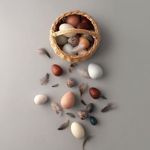 Dozen Bird Egg in Basket