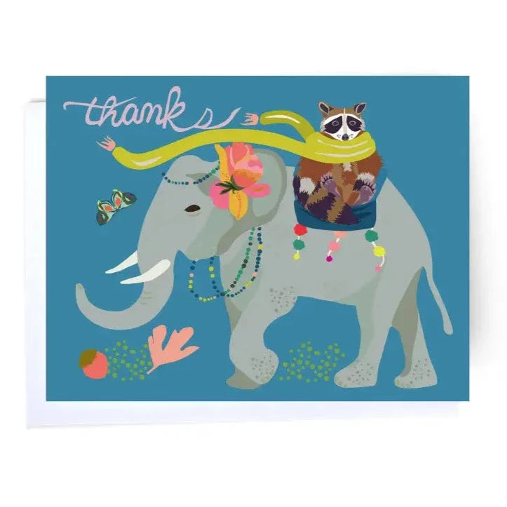 Elephant And Racoon Card