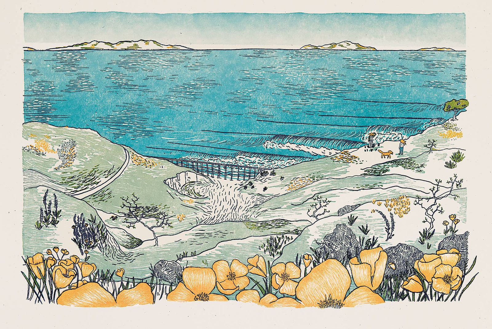 Through The Gap Letterpress Art Print