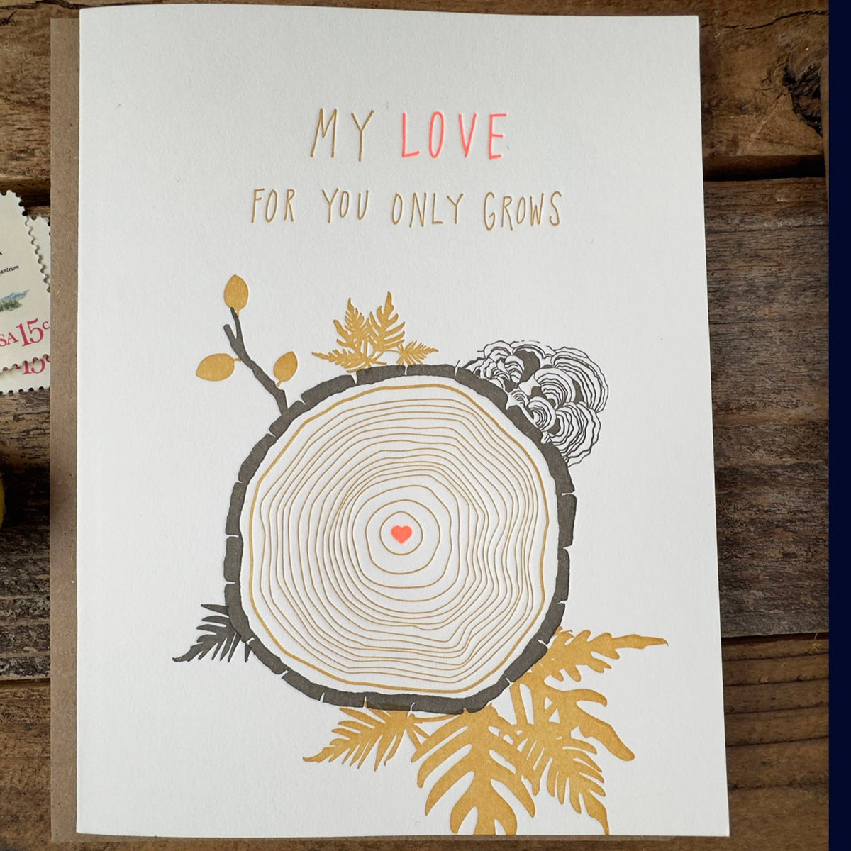My Love Only Grows Letterpress Card