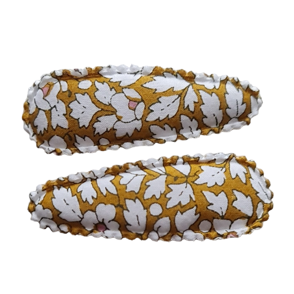 Almond Scallop Clips  Liberty Feather Fields Mustard