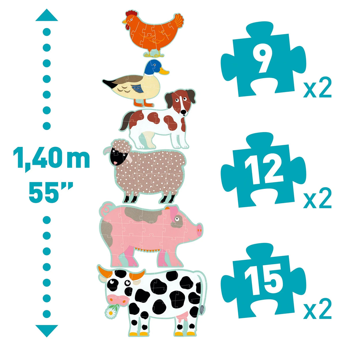 Farm Animal Progressive Puzzles