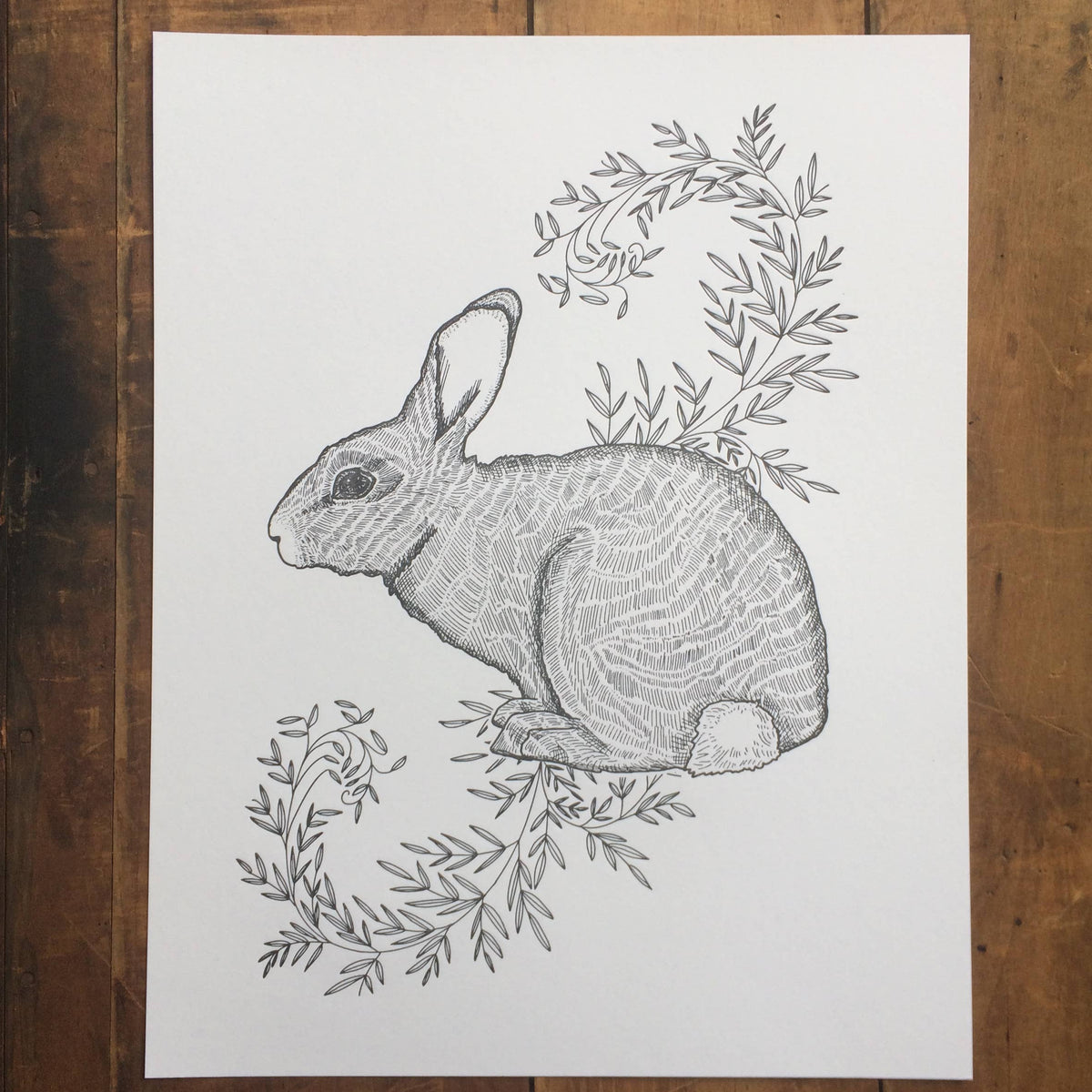 Rabbit with Vines Print