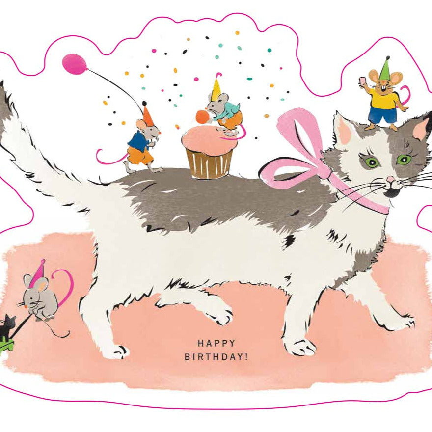 Cat and Mice Birthday Sticker